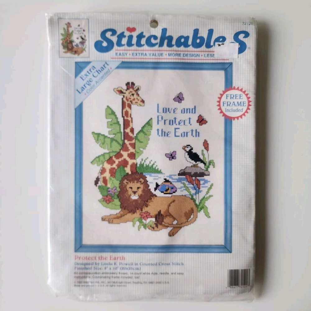DIMENSIONS STITCHABLE Counted‎ Cross Stitch Kit 72121 Giraffe Lion Puffin Jungle